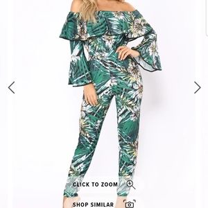 FashionNova NWT Palm Island Tropical Jungle Romper